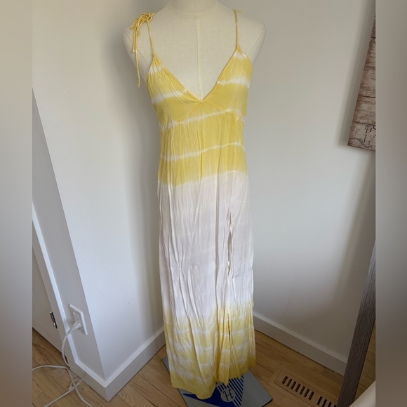 ASOS Dresses & Skirts - ASOS Yellow and White Spaghetti Strap Beach Coverup Dresw